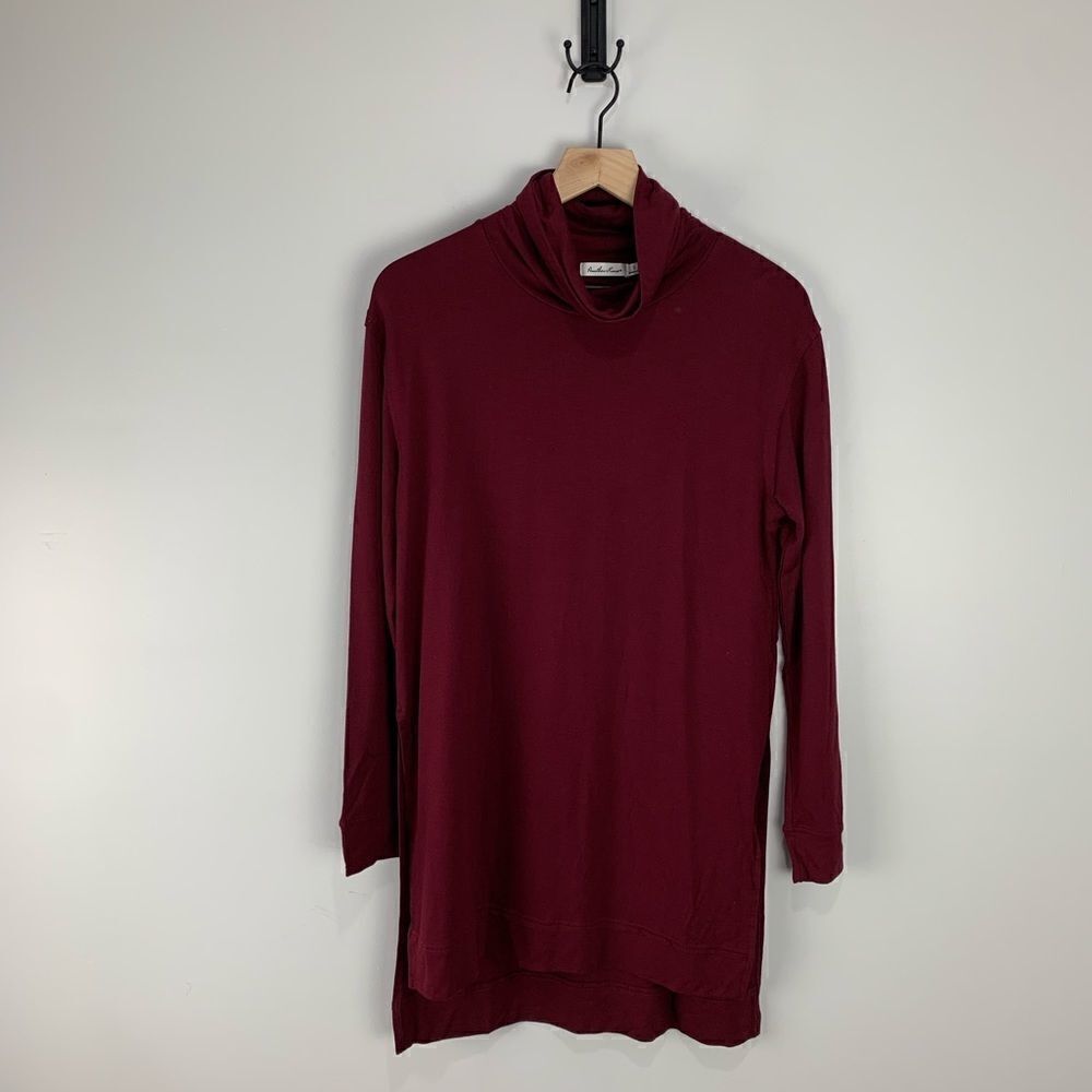 Another Love Maroon Knit Tunic Turtleneck Dress